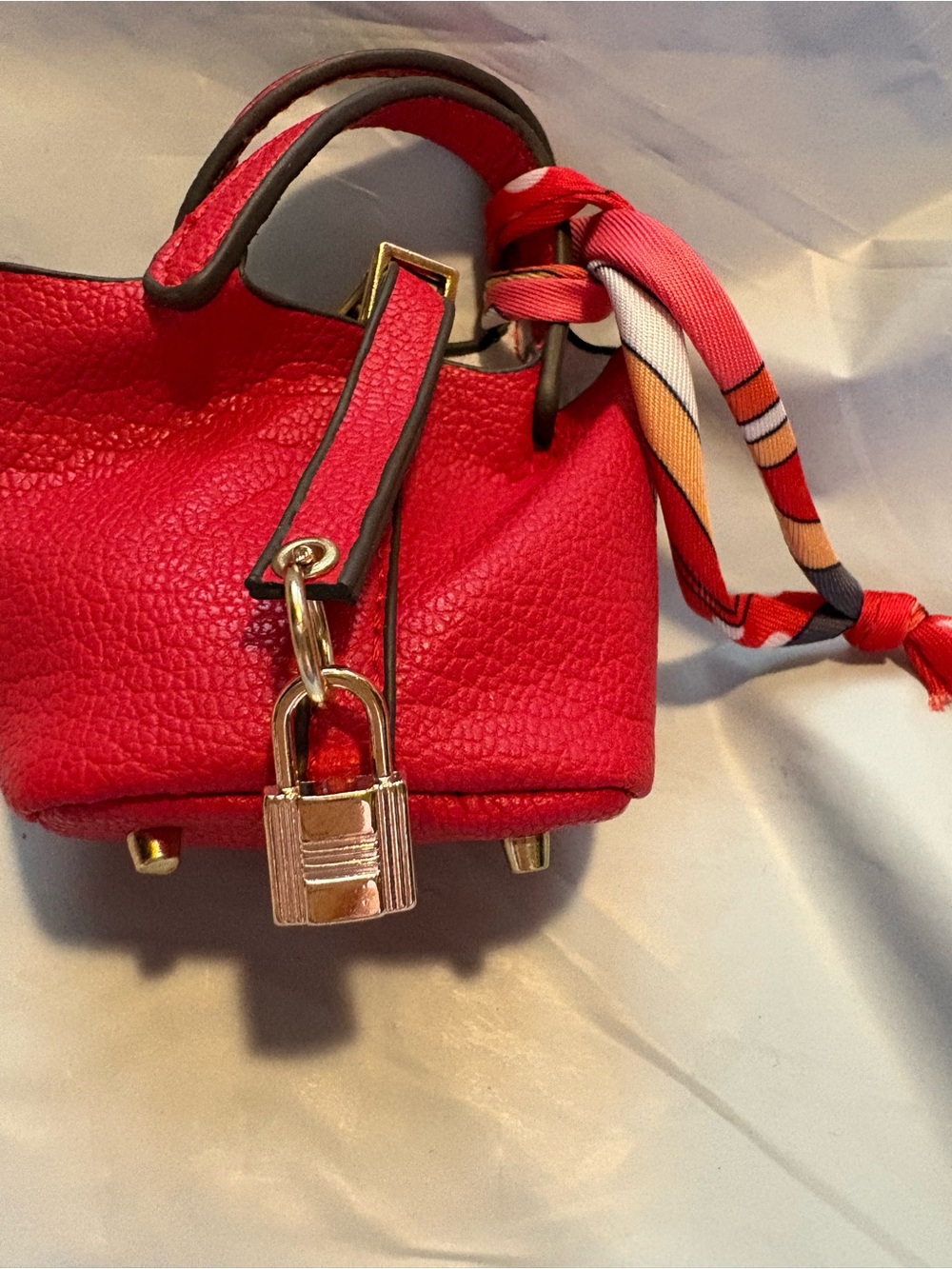 Bag Charm - Red Mini vegan Leather Handbag with Gold Padlock 3/$18